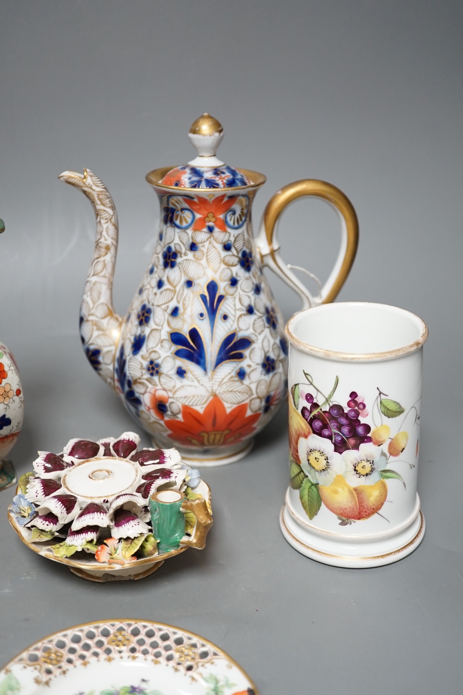 A group of English porcelain including two 19th century Worcester dishes